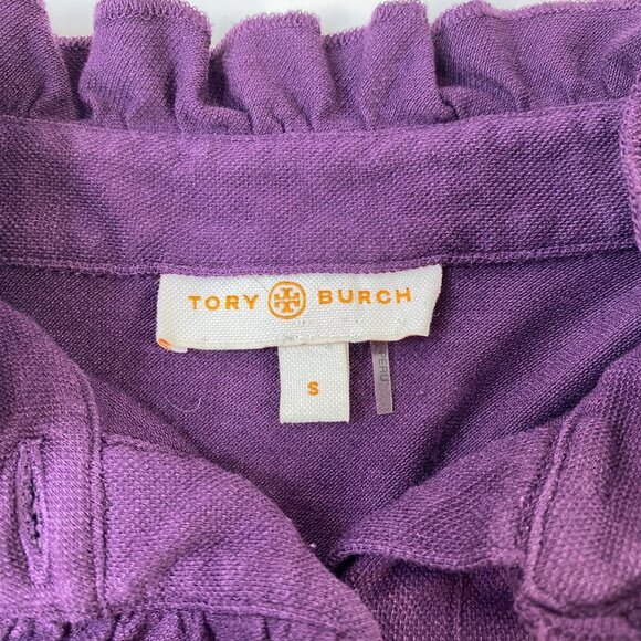 Tory Burch Purple Ruffle Button-Up Top Size Small - Picture 3 of 6